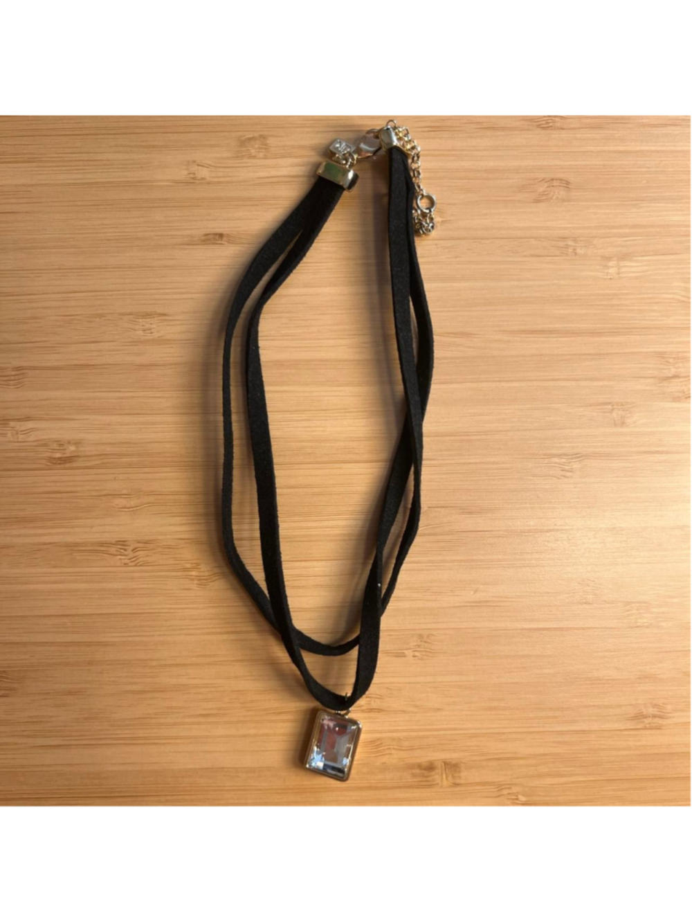 Banana Republic black choker necklace with large ‘diamond’ gem charm